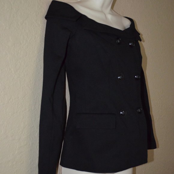 NWT $488 Sz 4 L'AGENCE Stephan Black Off Shoulder Jacket Blazer - Picture 6 of 12